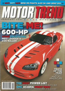 MOTOR TREND 2007 FEB - VIPER, M5 v S6 v E63, CONCEPTS